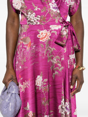 Pierre Louis Mascia Vestidos Vestido cruzado de seda fucsia