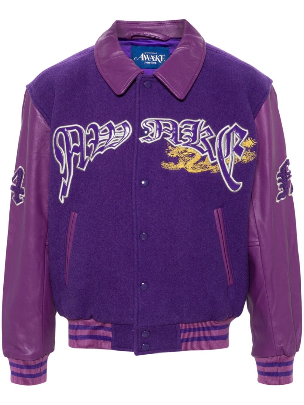 Awake NY Coats Purple embroidered varsity jacket