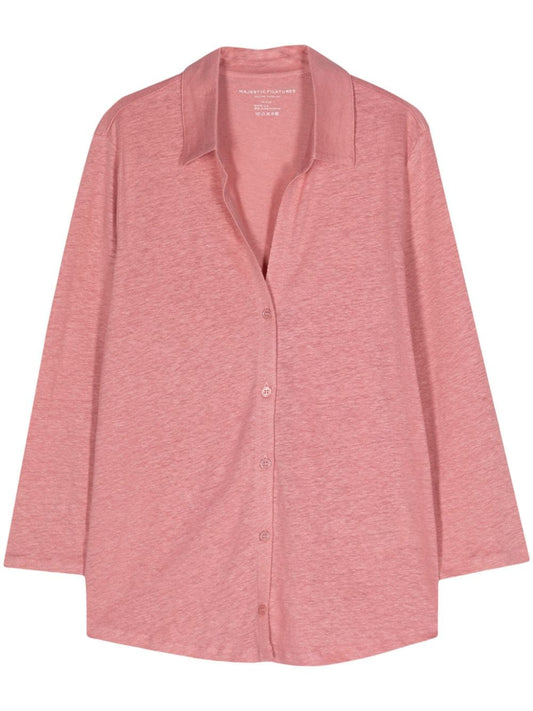 Majestic Shirts Pink linen blend — Linen-Blend Shirt