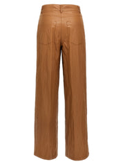 Nude Leather-effect Trousers — Wide Straight Leg