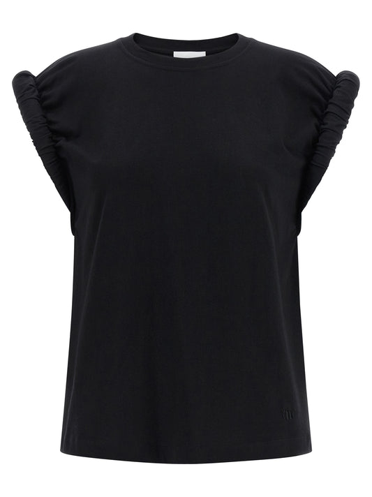 Nude Curled Sleeve T‑shirt — Topwear for Women