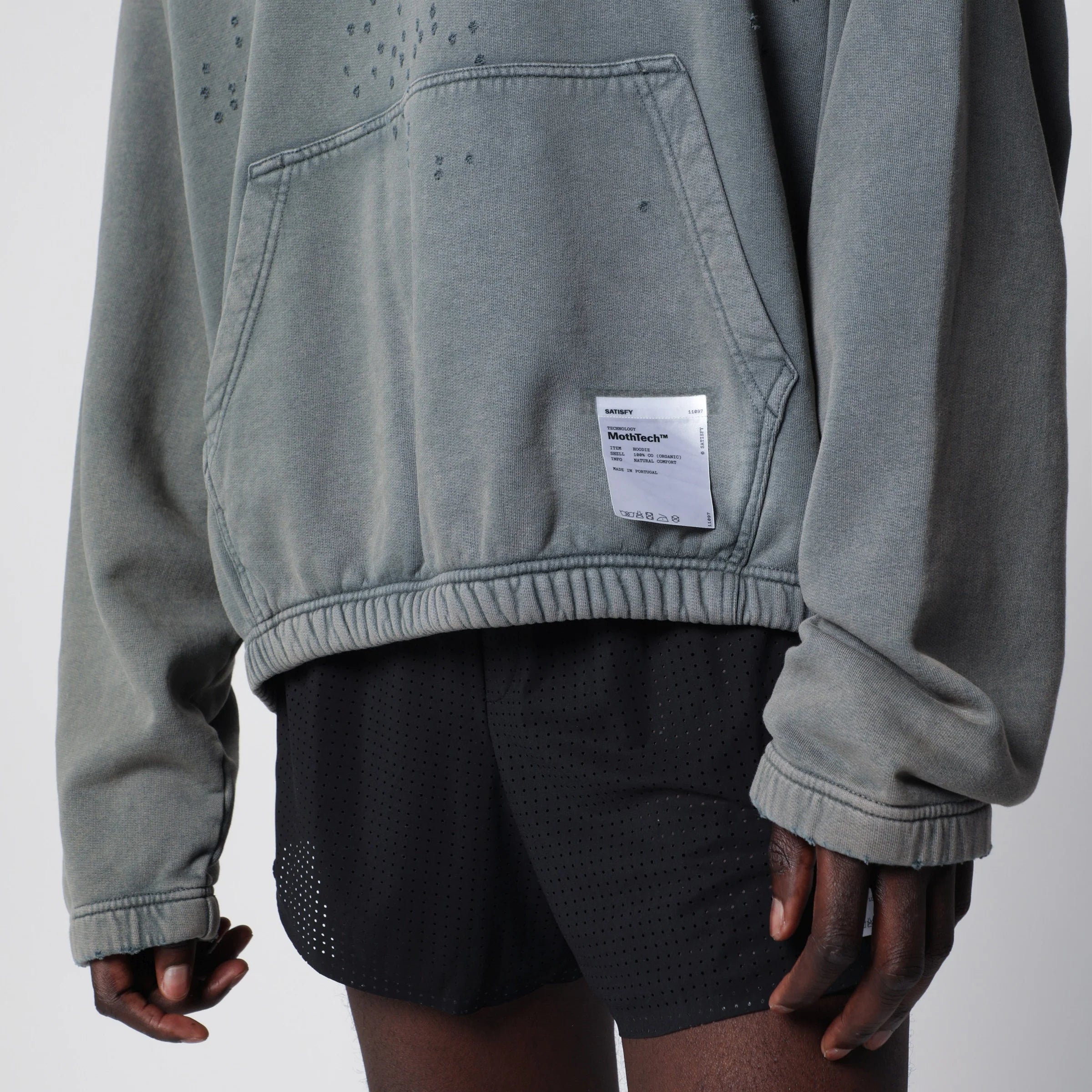 Satisfy Faded Black MothTech Hoodie — Topwear for Men