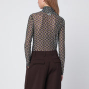 Dries Van Noten semi-transparent green print turtleneck jumper