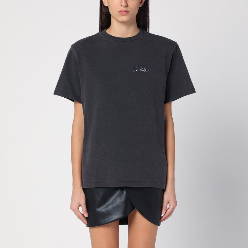 ROTATE Birger Christensen Black cotton T-shirt oversized fit