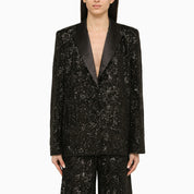 Chaqueta de lentejuelas de un solo pecho negra de Birger Christensen ROTATE