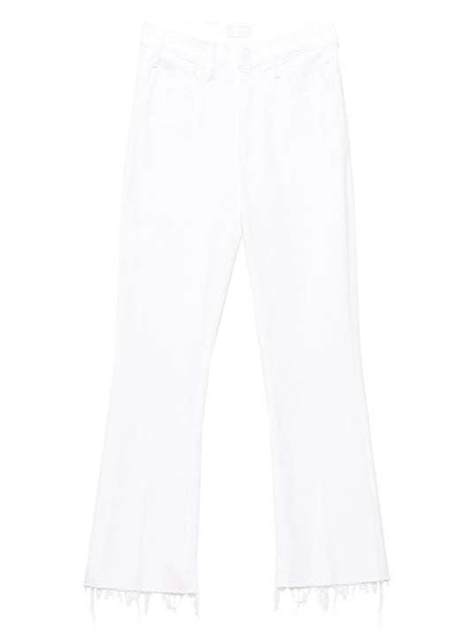 Mother The Hustler Ankle Fray Jeans — White, Women