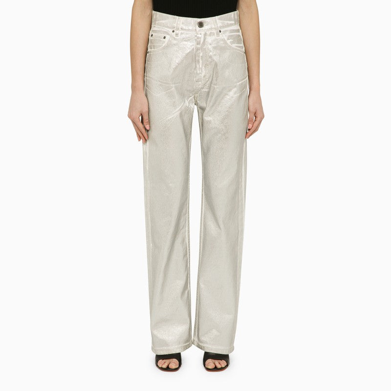 ROTATE Birger Christensen Silver pants in organic denim