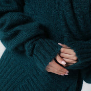 Dries Van Noten Oversized petroleum green mohair-blend sweater