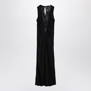 ROTATE Birger Christensen Vestido midi negro con inserción de malla