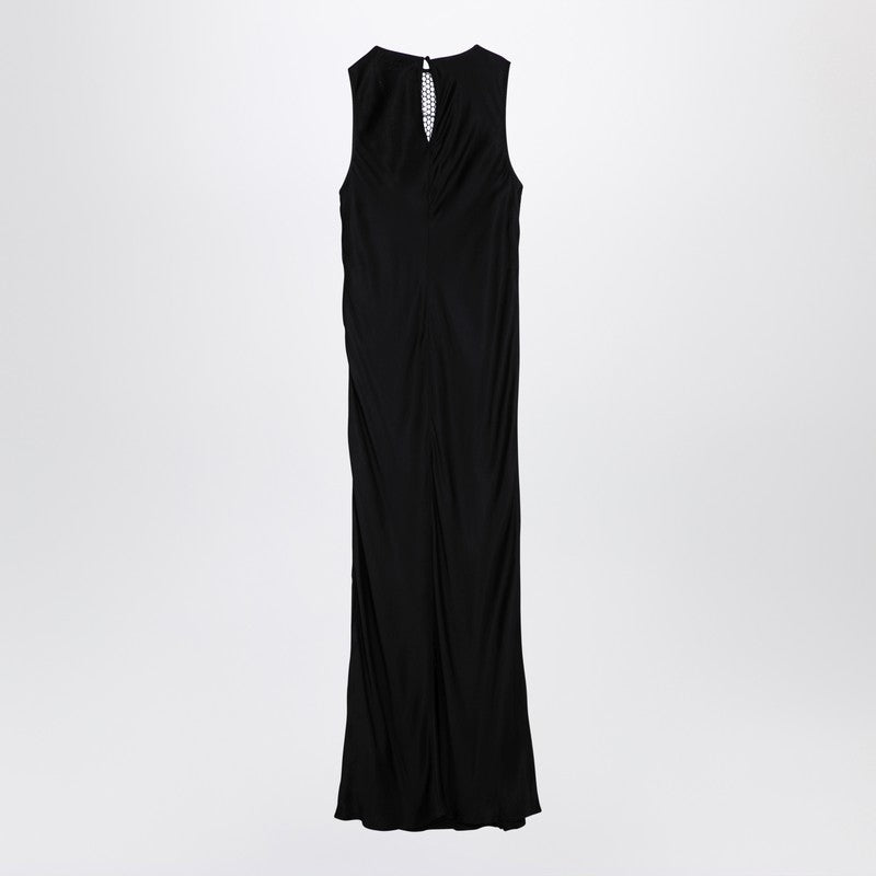 ROTATE Birger Christensen Vestido midi negro con inserción de malla