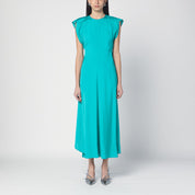 Vestido midi color pavo real con mangas con capucha de Victoria Beckham