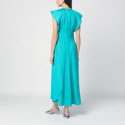 Vestido midi color pavo real con mangas con capucha de Victoria Beckham