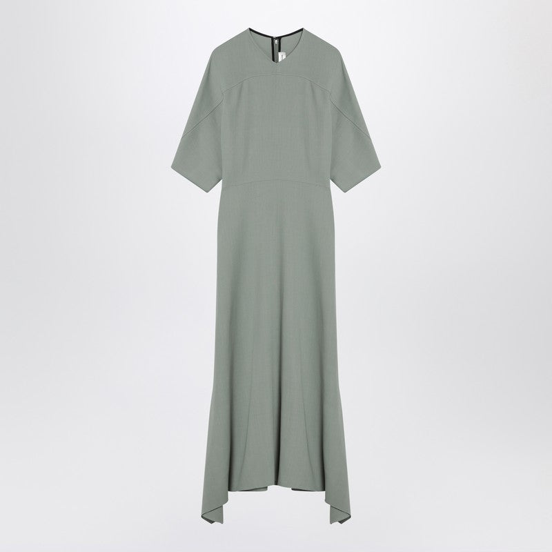 Vestido midi de mezcla de lana verde grisáceo de Victoria Beckham