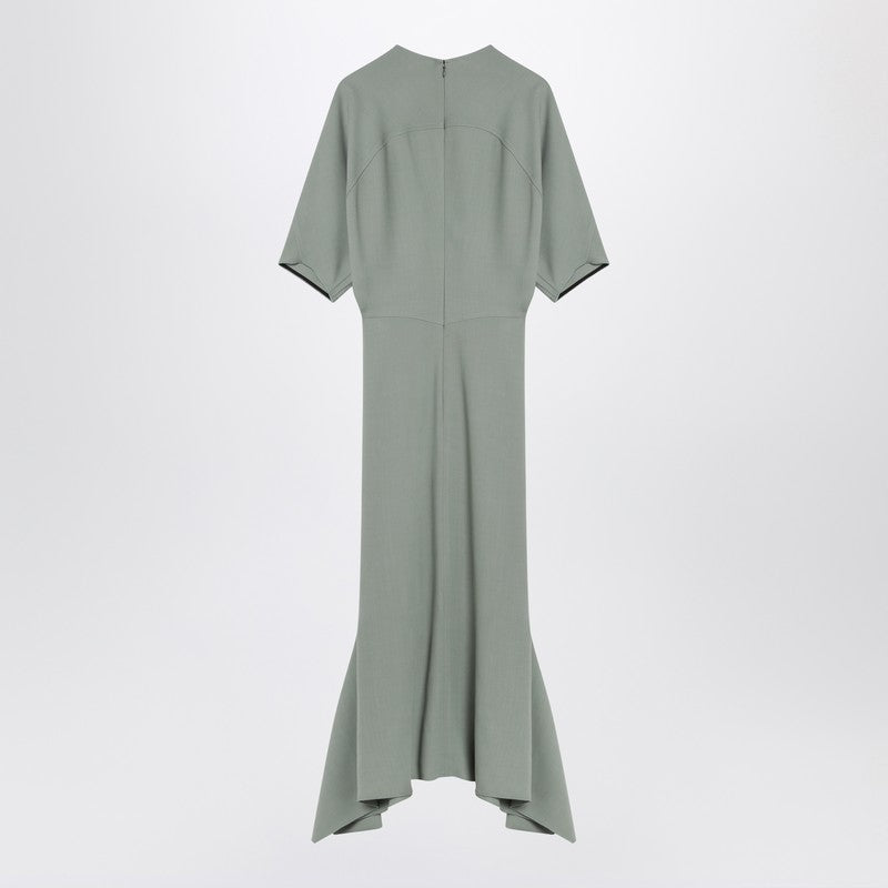 Vestido midi de mezcla de lana verde grisáceo de Victoria Beckham