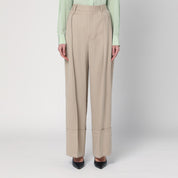 Victoria Beckham Wide mandarin colour wool pants