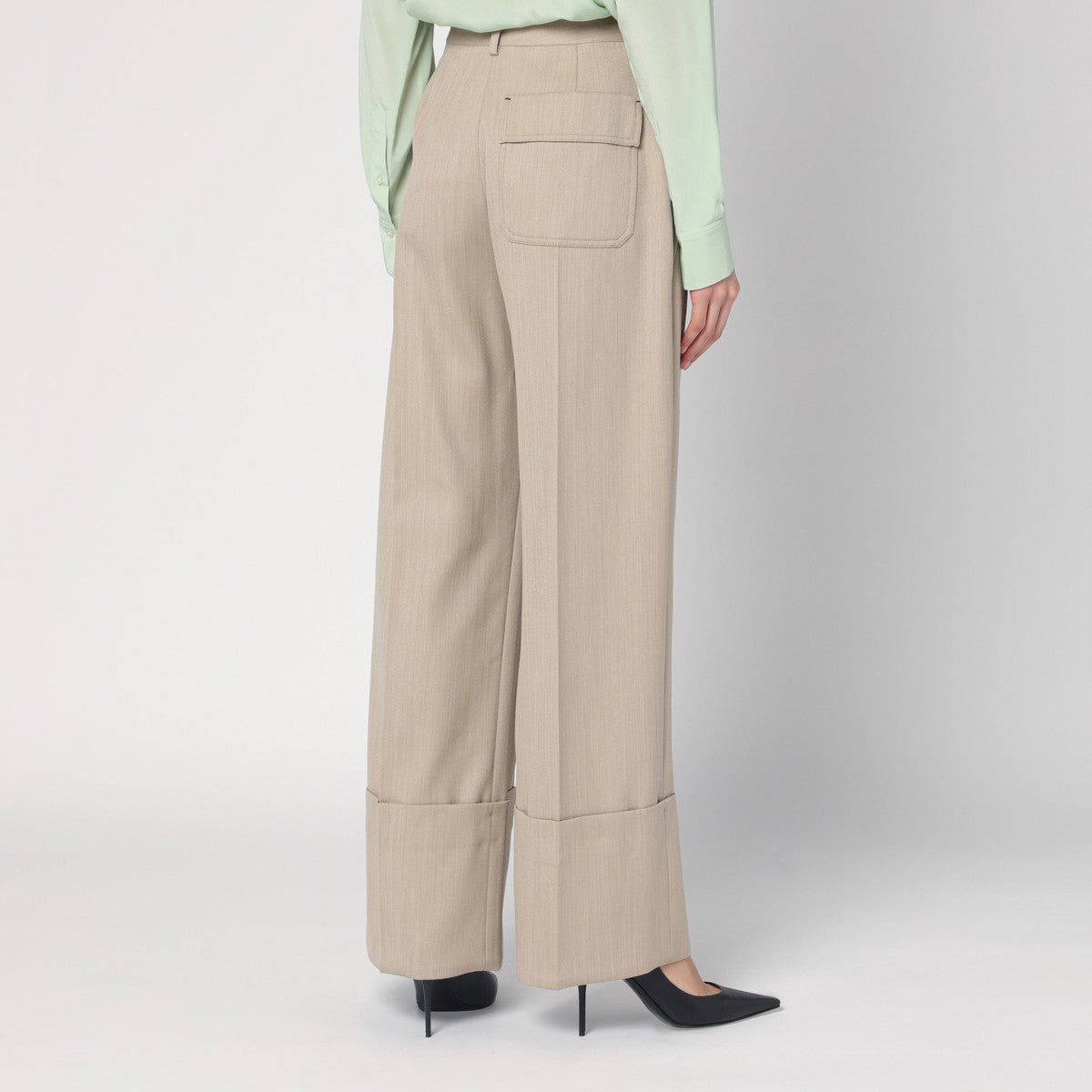 Victoria Beckham Wide mandarin colour wool pants