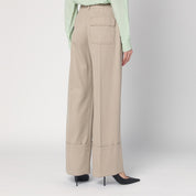 Victoria Beckham Wide mandarin colour wool pants