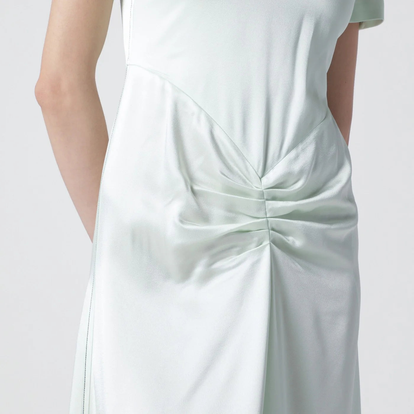 Victoria Beckham Blaire dress with gathered waist in aloe colour