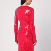 ROTATE Birger Christensen Red sweater with micro sequins