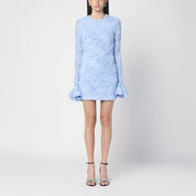 ROTATE Birger Christensen Blue mini dress with flower embroidery