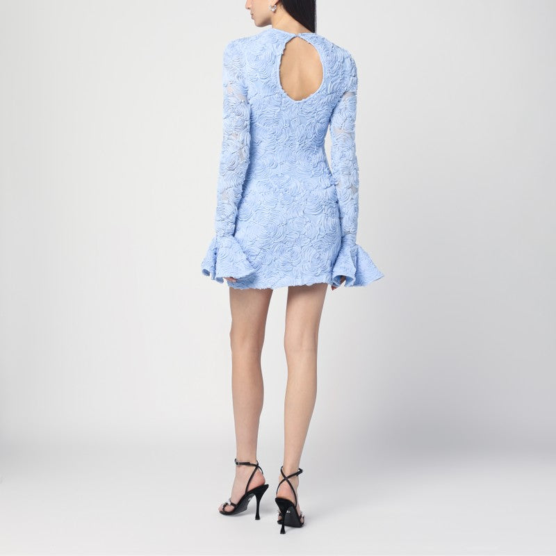 ROTATE Birger Christensen Blue mini dress with flower embroidery