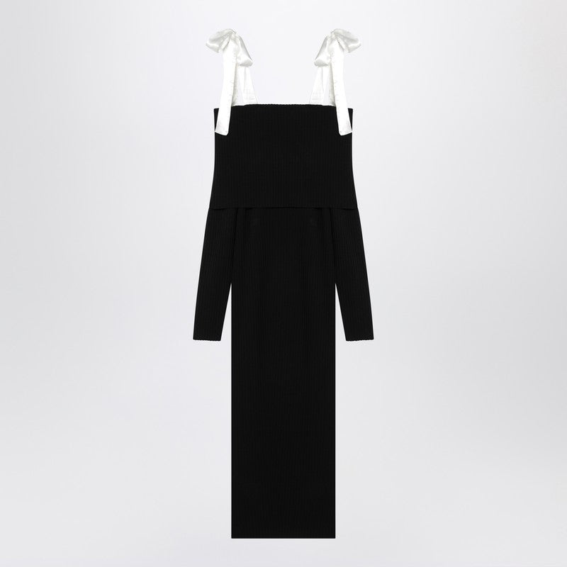ROTATE Birger Christensen Vestido midi negro con lazos