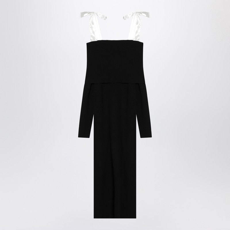 ROTATE Birger Christensen Vestido midi negro con lazos