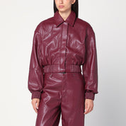 ROTATE Birger Christensen Bordeaux faux leather bomber jacket