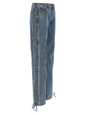 Rotate Birger Christensen Laced Straight Leg Jeans – Blue