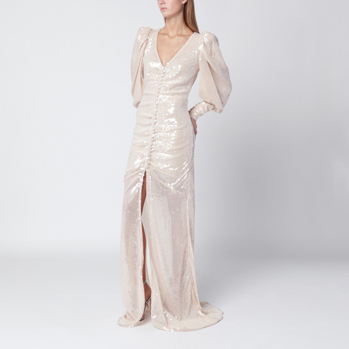 ROTATE Birger Christensen Cream long sequin dress