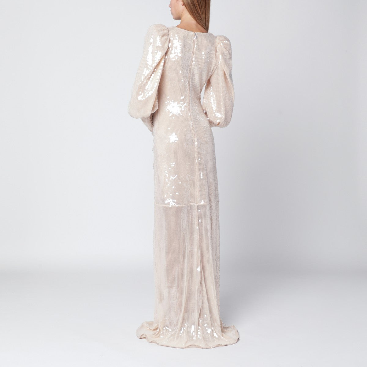 ROTATE Birger Christensen Cream long sequin dress