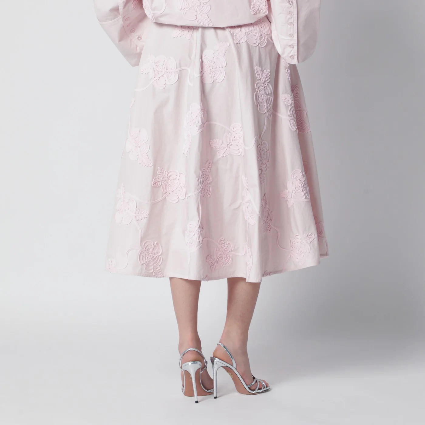 ROTATE Orchid pink skirt with floral embroidery