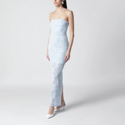ROTATE Light blue floral mesh sheath dress