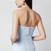 ROTATE Light blue floral mesh sheath dress