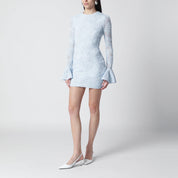 ROTATE Light blue ruffled mesh mini dress