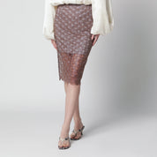 ROTATE Sequin midi skirt with scalloped hem in gull grey