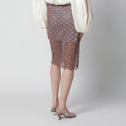 ROTATE Sequin midi skirt with scalloped hem in gull grey