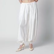 ROTATE Striped balloon pants in viscose, bright white