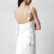 ROTATE White damask midi dress