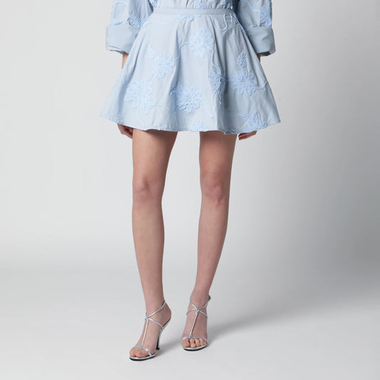 ROTATE Flower mini skirt with floral appliqués in cotton, Plein Air