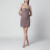 ROTATE Scalloped sequin mini dress in polyester, Gull Gray