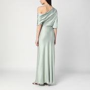 Malina Asymmetrical Long Dress Marisa — Light Green Satin