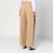 Victoria Beckham Wide beige trousers in cotton