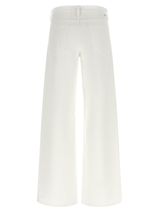 Mother The Rerun Zip Sneak Jeans – White Wide Jeans