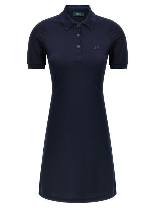 Courreges Piqué Polo Dress - Blue Mini Dress
