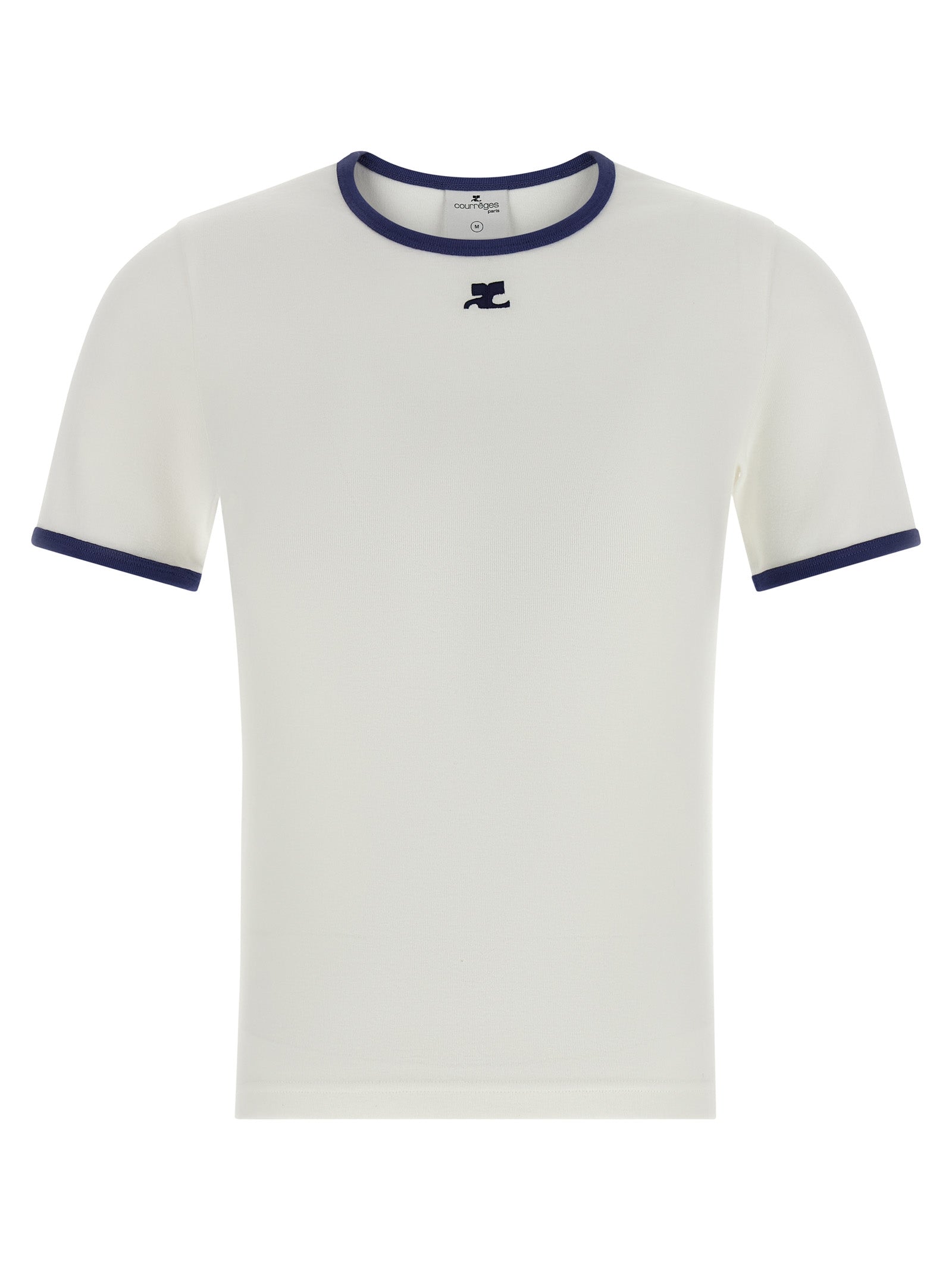 Courreges Signature Contrast T-shirt — Blue Topwear