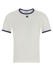 Courreges Signature Contrast T-shirt — Blue Topwear
