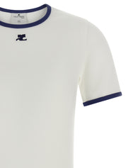 Courreges Signature Contrast T-shirt — Blue Topwear