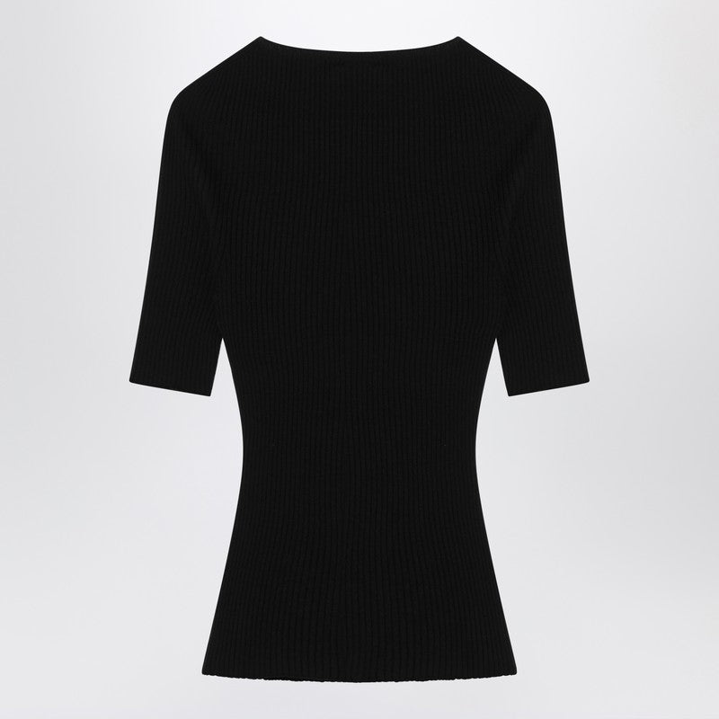 Courreges Courrèges Black ribbed cotton wool sweater