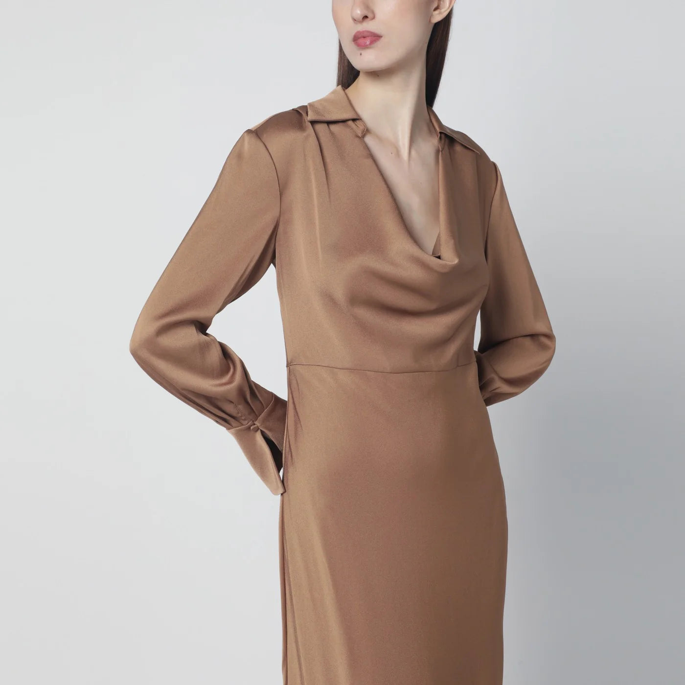 SIMKHAI Adelle satin dress with draping